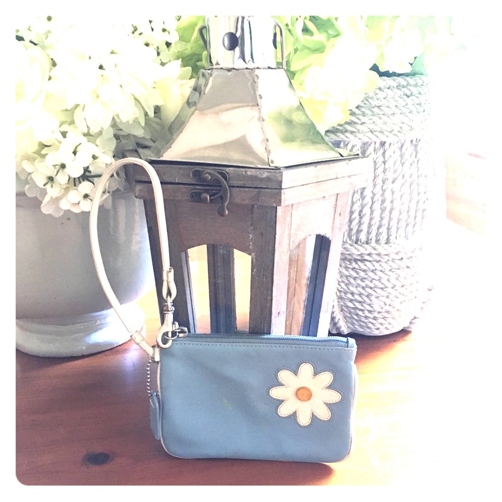 Coach blue little leather bag